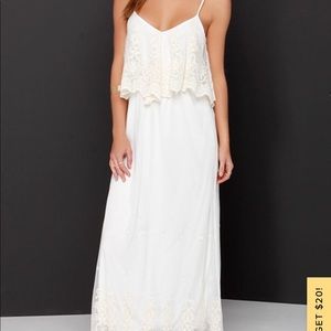 Stand in Awe Cream and Ivory Lace Maxi Dress